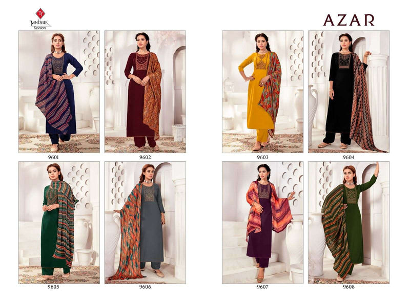 Tanishk Fashion Present Azar Rayon Slub Ladies Unstitch Suits With Digital Print Chinon Dupatta