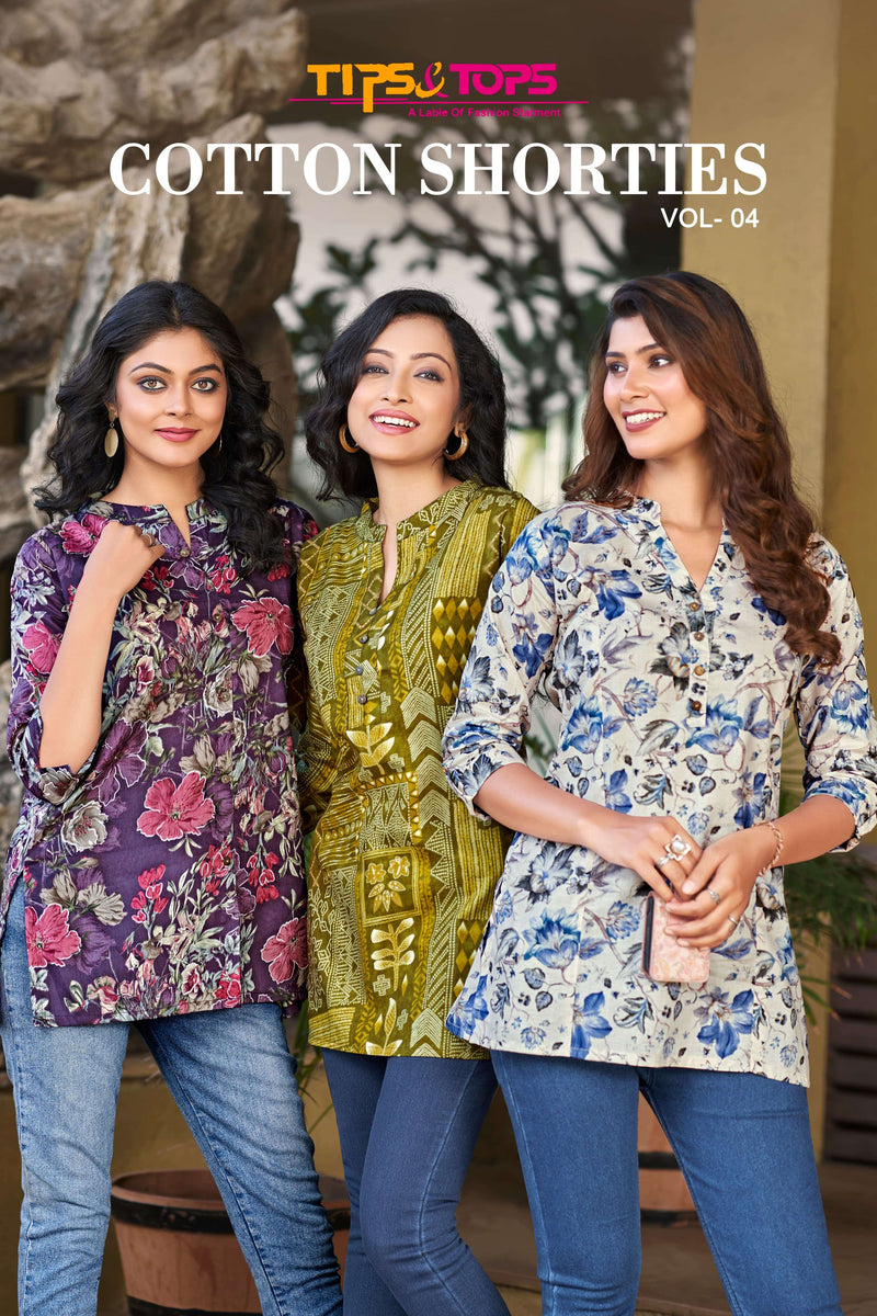 Tips And Tops Cotton Shorties Vol 4 Cotton Foil Print Short Top For Daily Wear