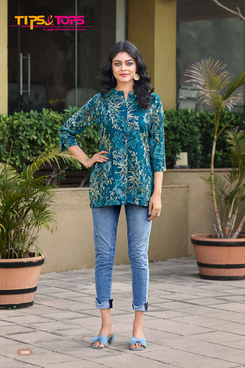 Tips And Tops Cotton Shorties Vol 4 Cotton Foil Print Short Top For Daily Wear