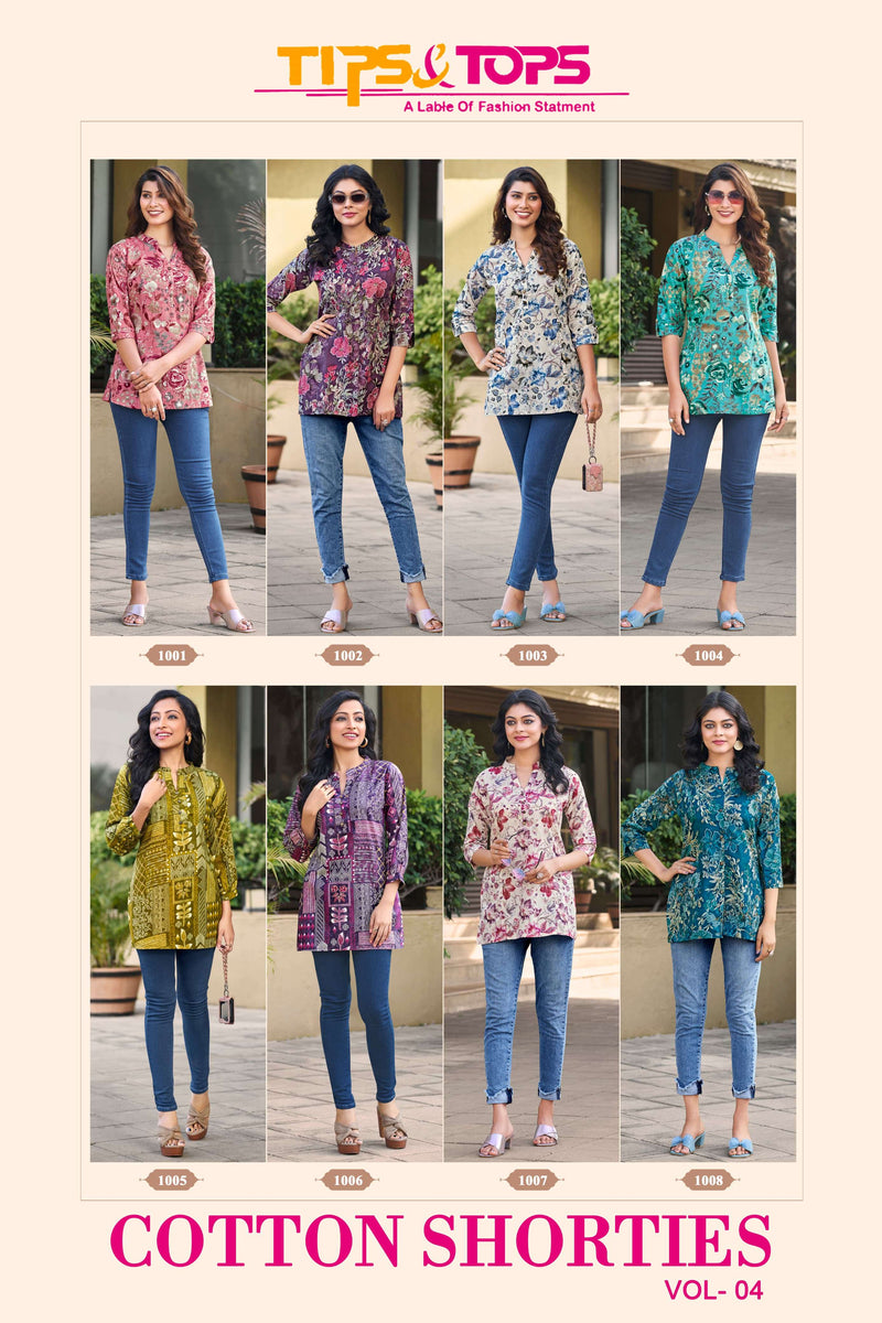 Tips And Tops Cotton Shorties Vol 4 Cotton Foil Print Short Top For Daily Wear