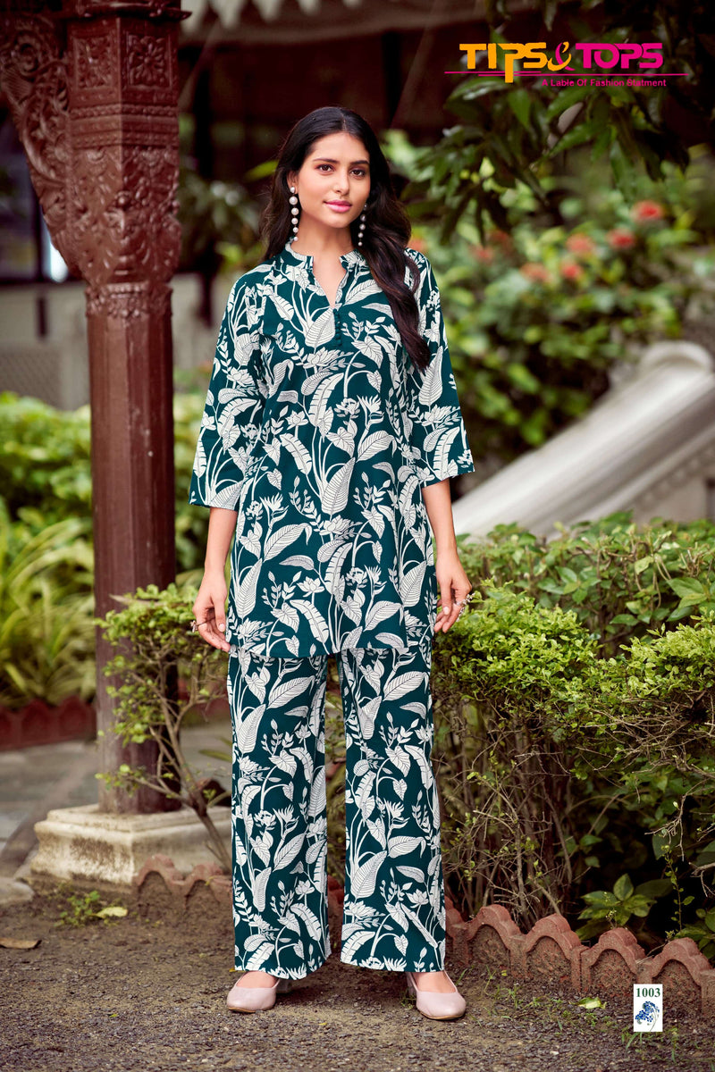 Tips And Tops Fashion Beats Rayon Print Casual Wear Co-ord Set
