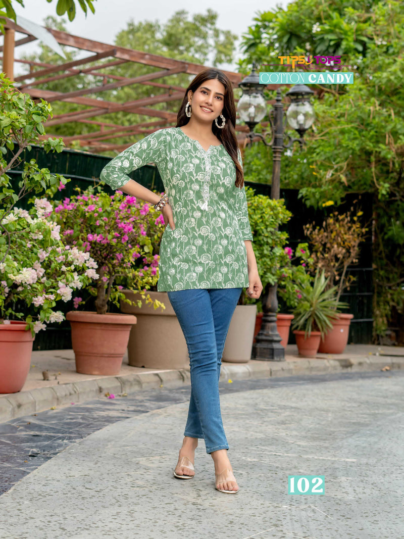Tips And Tops Cotton Candy Vol 4 Cotton Print Daily Wear Fancy Short Kurti