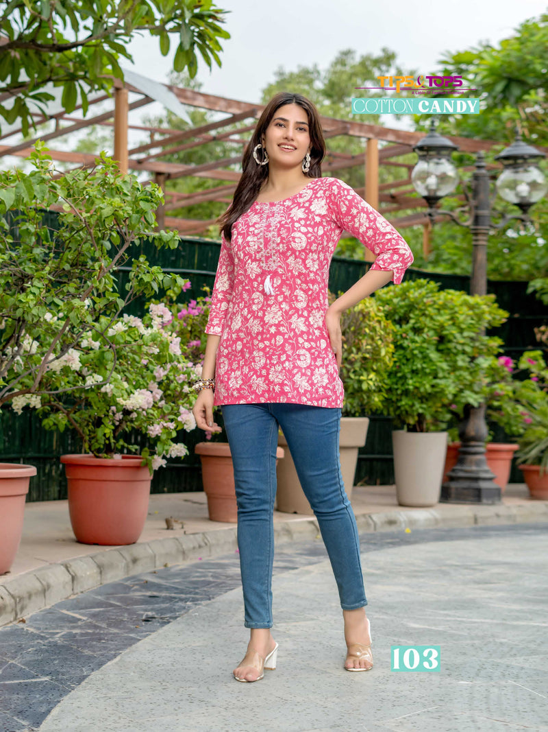 Tips And Tops Cotton Candy Vol 4 Cotton Print Daily Wear Fancy Short Kurti