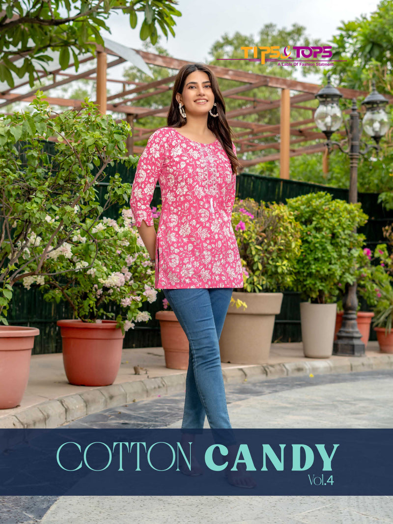 Tips And Tops Cotton Candy Vol 4 Cotton Print Daily Wear Fancy Short Kurti