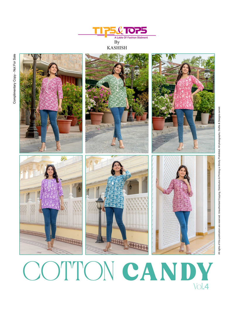 Tips And Tops Cotton Candy Vol 4 Cotton Print Daily Wear Fancy Short Kurti