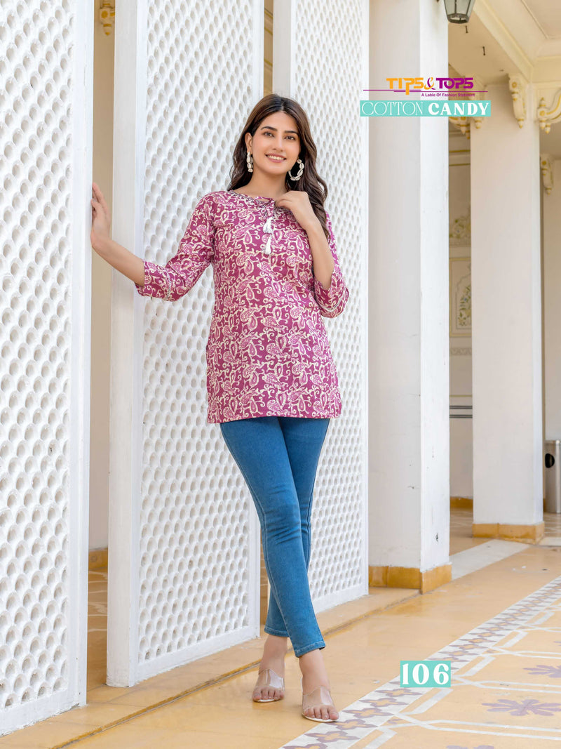 Tips And Tops Cotton Candy Vol 4 Cotton Print Daily Wear Fancy Short Kurti