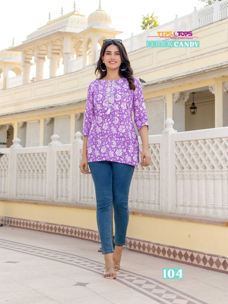 Tips And Tops Cotton Candy Vol 4 Cotton Print Daily Wear Fancy Short Kurti