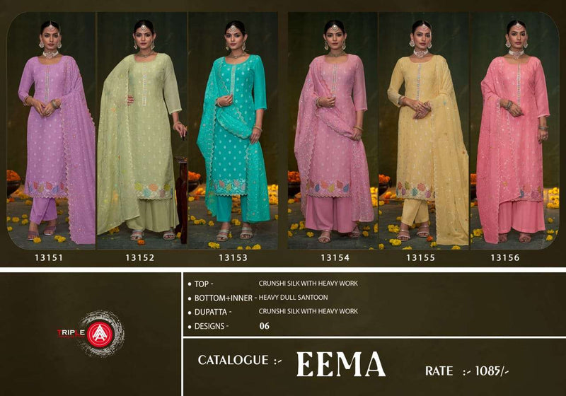 Triple Aaa Eema Silk Heavy Work Designer Salwar Kameez