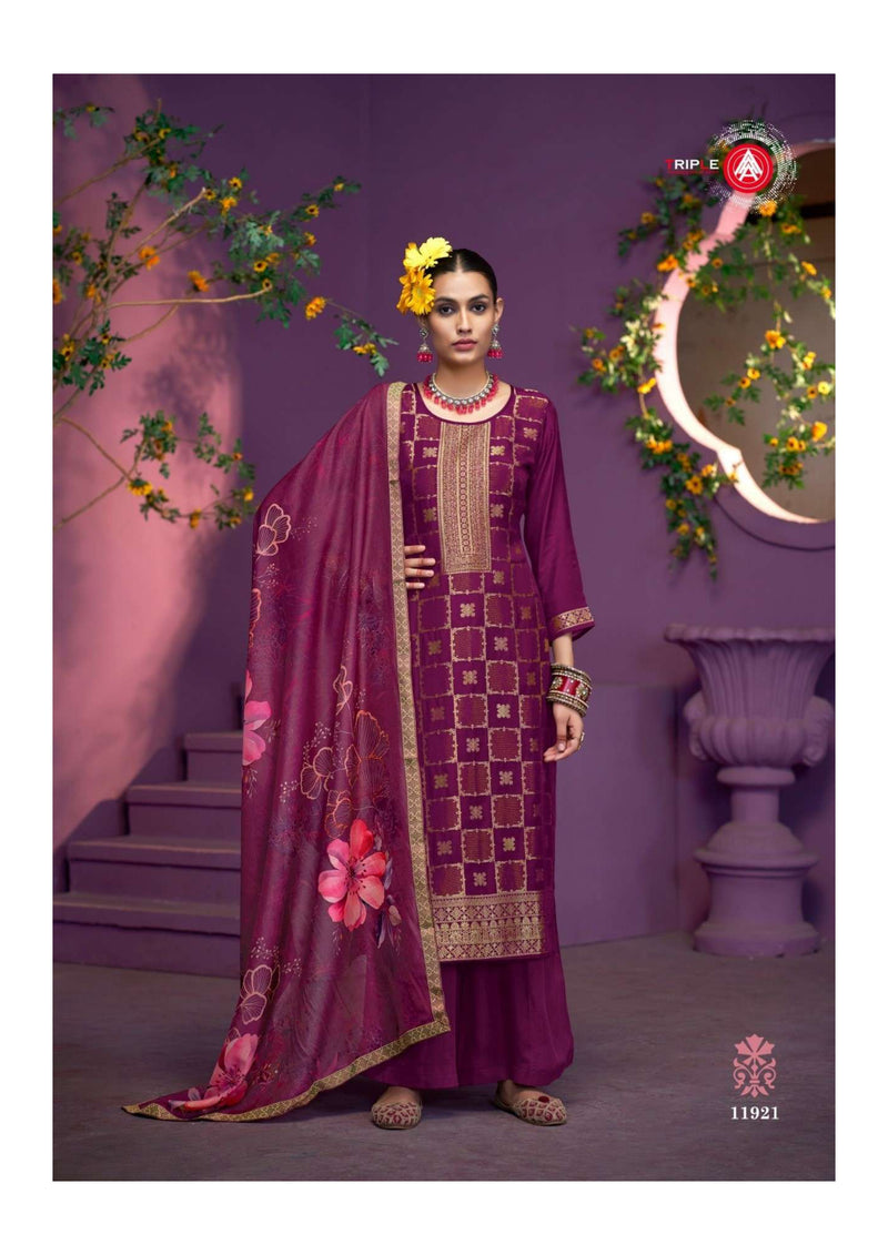 Triple Aaa Kaaveri Edition 2 Viscos Muslin Jequard Diamond Work Salwar Suit