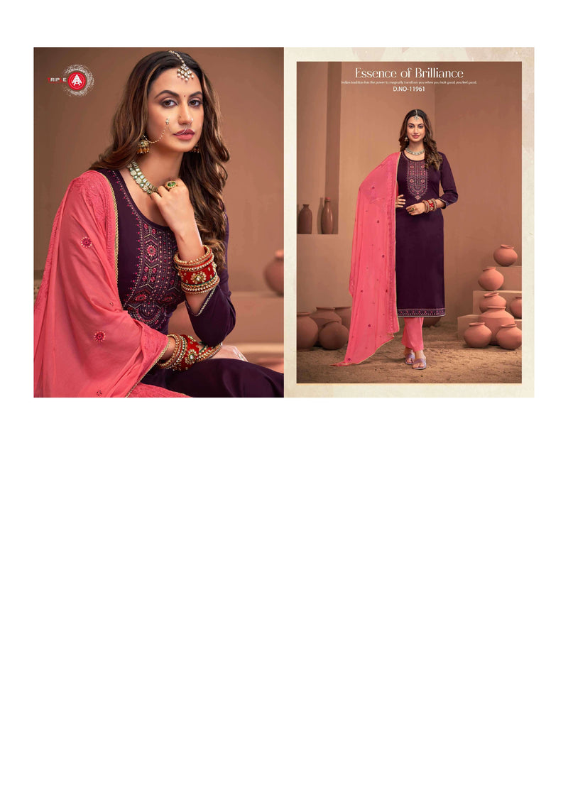 Triple Aaa Noopur Edition 3 Jam Silk Designer Wedding Wear Salwar Kameez