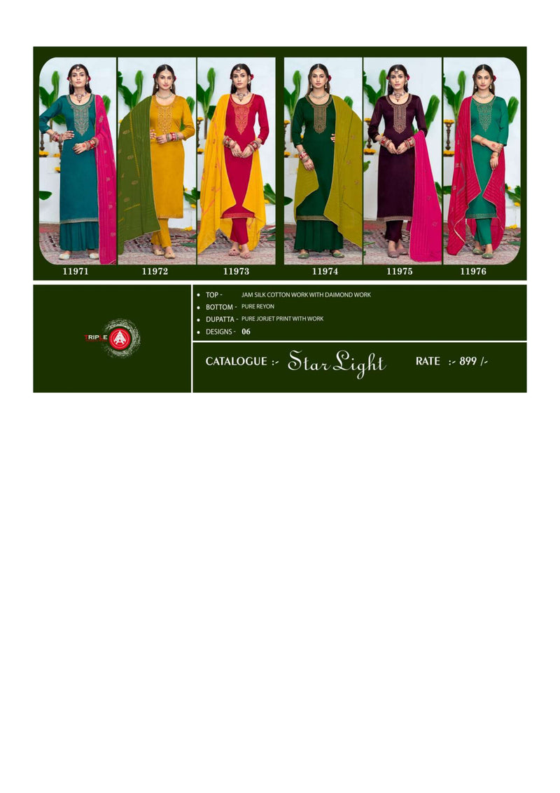 Triple Aaa Star Light Jam Silk Diamond Work Designer Wedding Wear Salwar Suit