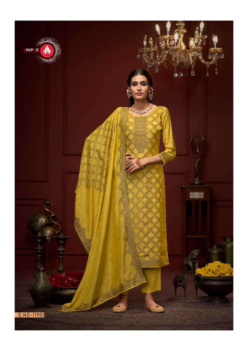 Triple Aaa Stuti Muslin Jequard Diamond Work Designer Salwar Kameez