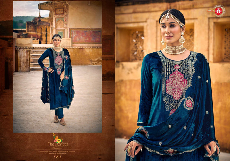 Triple Aaa Taj Arabia Viscose Velvet Designer Party Wear Suit