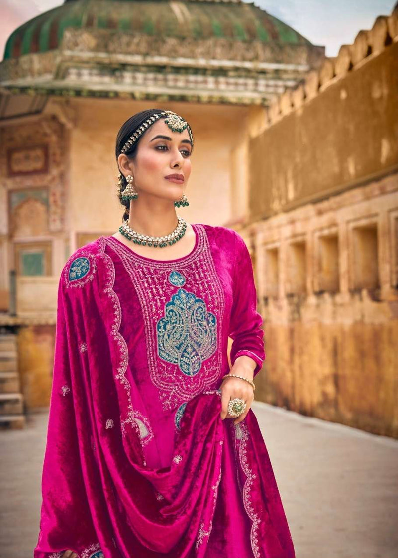 Triple Aaa Taj Arabia Viscose Velvet Designer Party Wear Suit