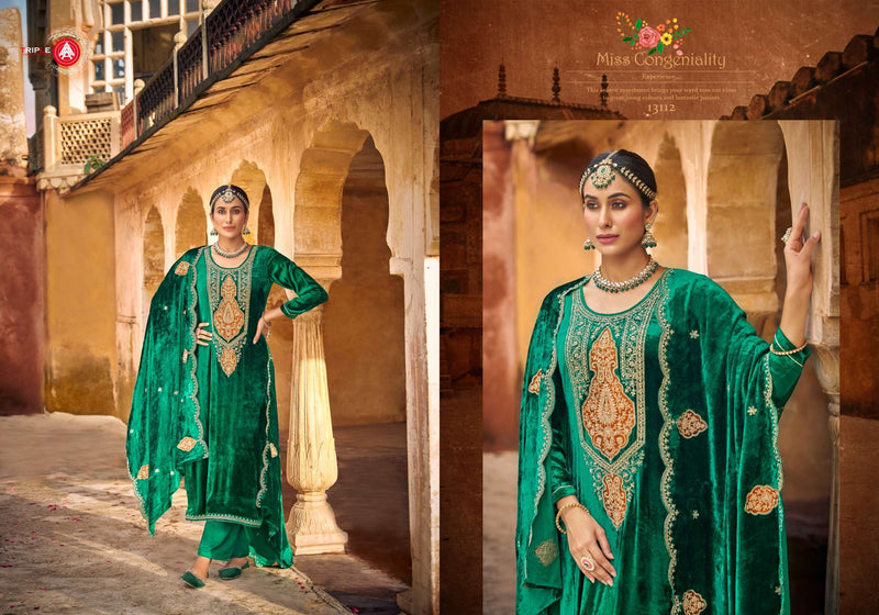 Triple Aaa Taj Arabia Viscose Velvet Designer Party Wear Suit