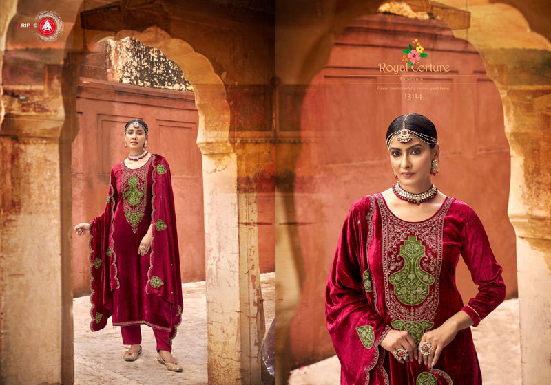 Triple Aaa Taj Arabia Viscose Velvet Designer Party Wear Suit