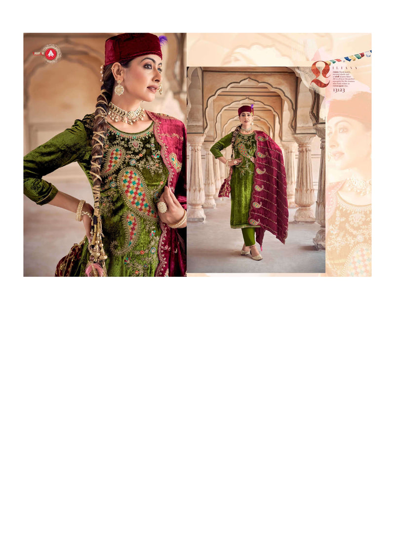 Triple Aaa Veneshiaa Velvet Heavy Work Wedding Wear Salwar Suit Collection