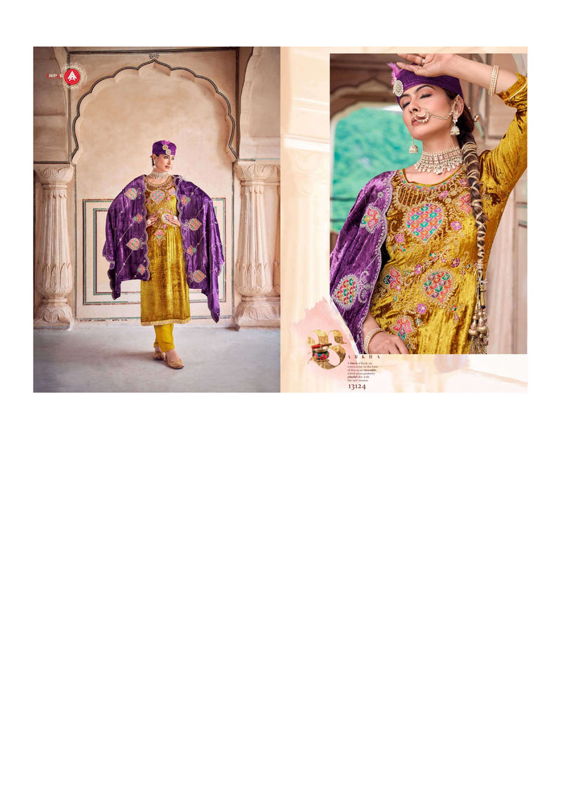 Triple Aaa Veneshiaa Velvet Heavy Work Wedding Wear Salwar Suit Collection