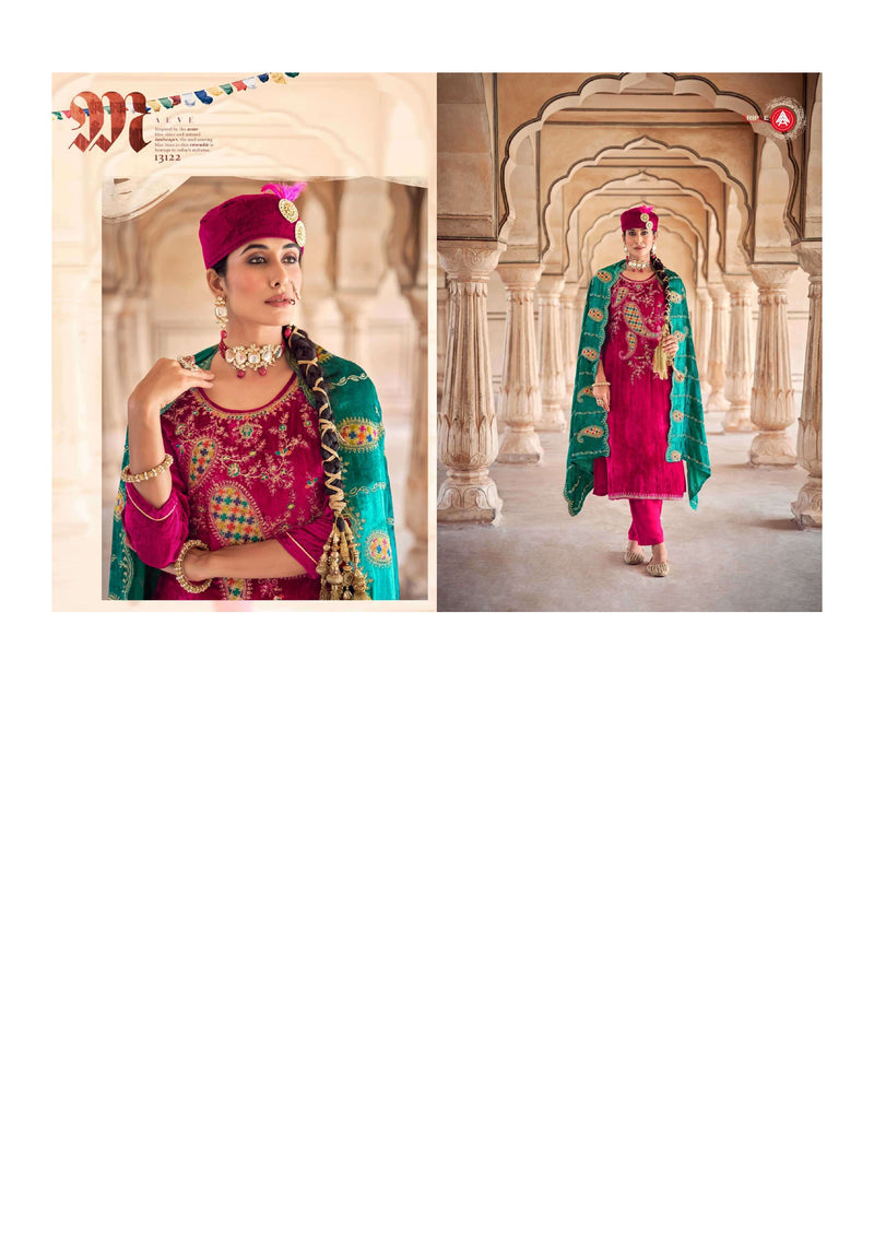 Triple Aaa Veneshiaa Velvet Heavy Work Wedding Wear Salwar Suit Collection