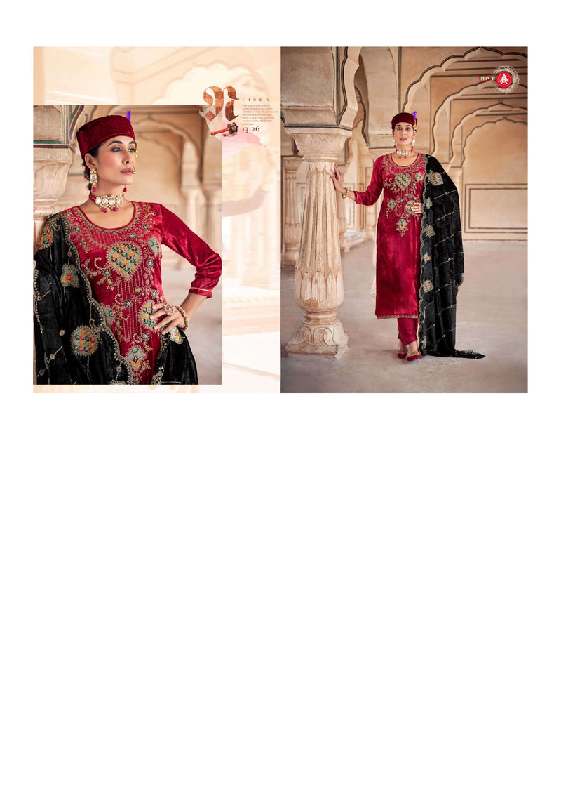 Triple Aaa Veneshiaa Velvet Heavy Work Wedding Wear Salwar Suit Collection