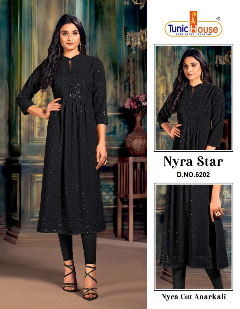 Tunic House Nyra Star Viscose Rayon Lucknowi Kurti With Pant