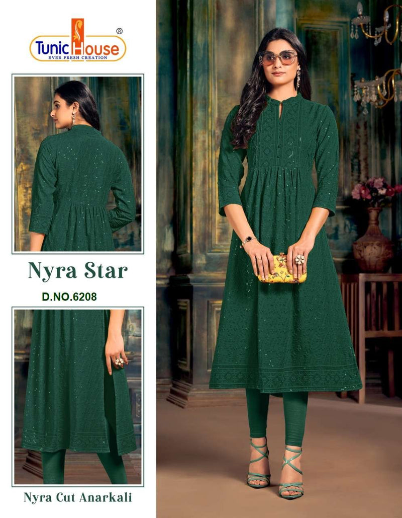 Tunic House Nyra Star Viscose Rayon Lucknowi Kurti With Pant