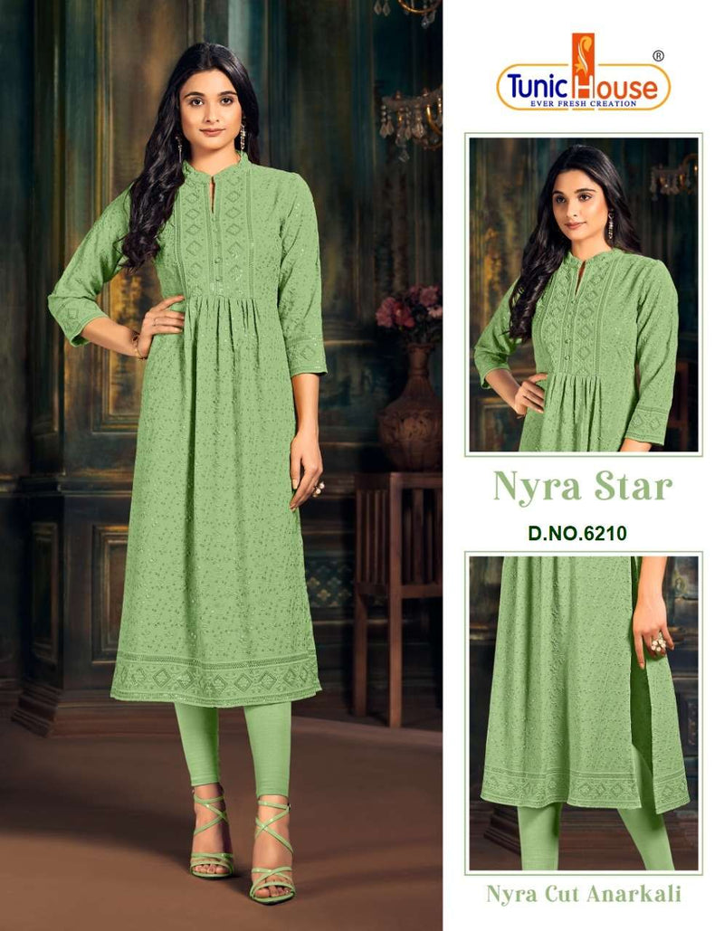 Tunic House Nyra Star Viscose Rayon Lucknowi Kurti With Pant