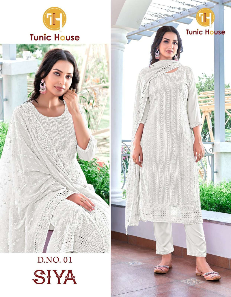 Tunic House Siya Georgette Casual Wear Kurti Pant Dupatta Set