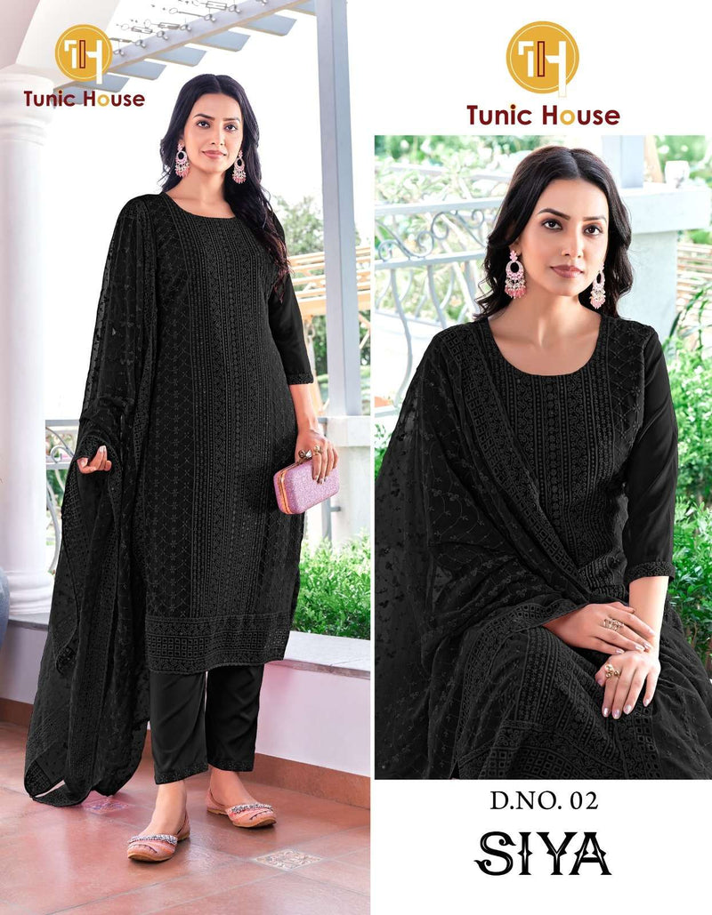 Tunic House Siya Georgette Casual Wear Kurti Pant Dupatta Set
