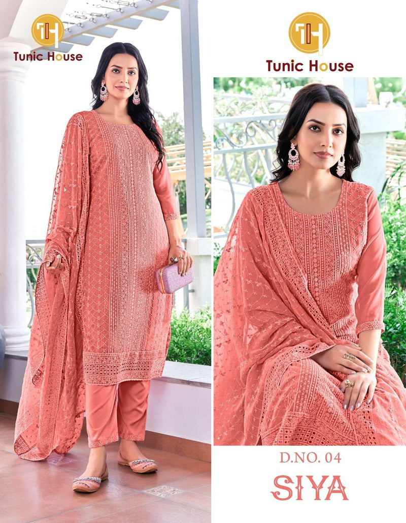 Tunic House Siya Georgette Casual Wear Kurti Pant Dupatta Set