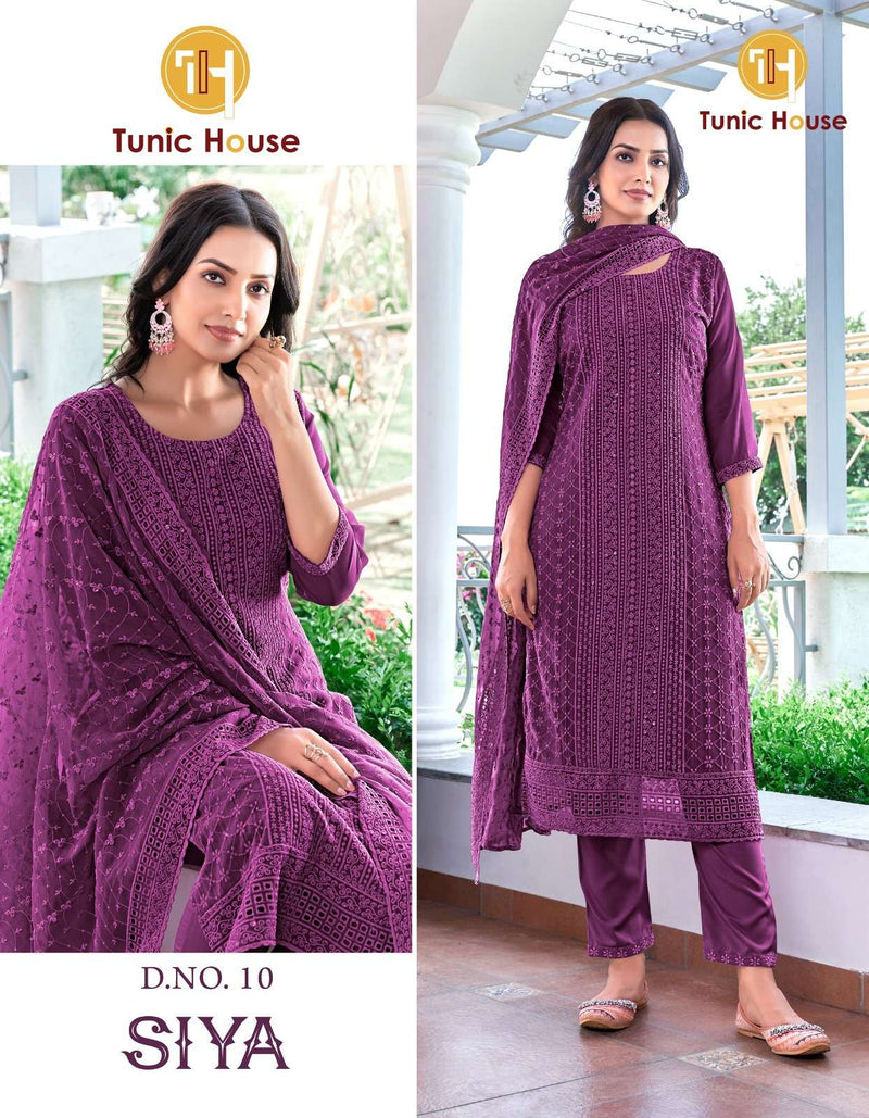 Tunic House Siya Georgette Casual Wear Kurti Pant Dupatta Set