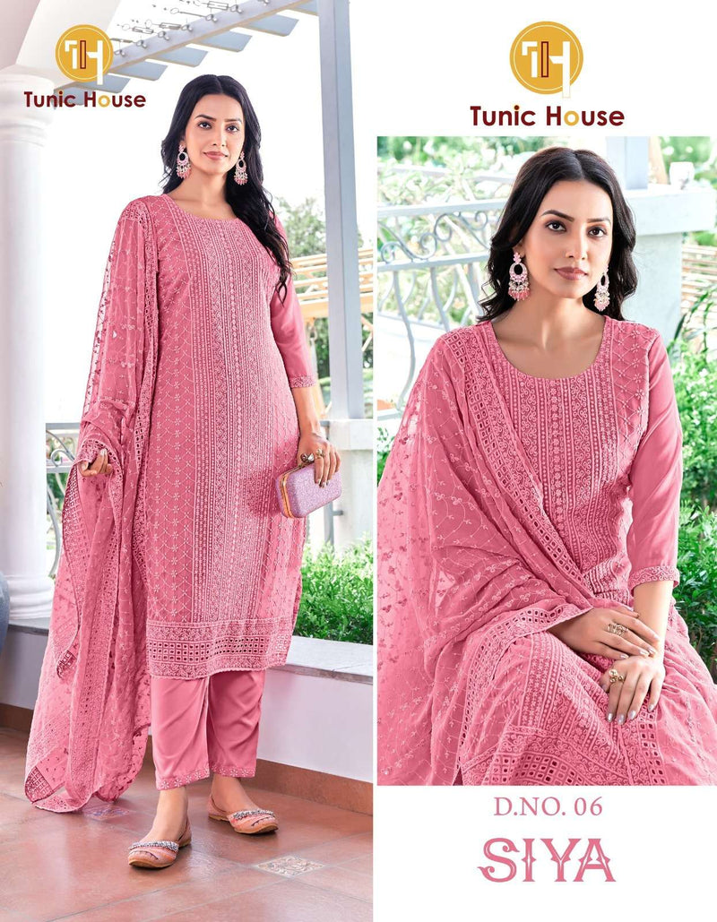 Tunic House Siya Georgette Casual Wear Kurti Pant Dupatta Set