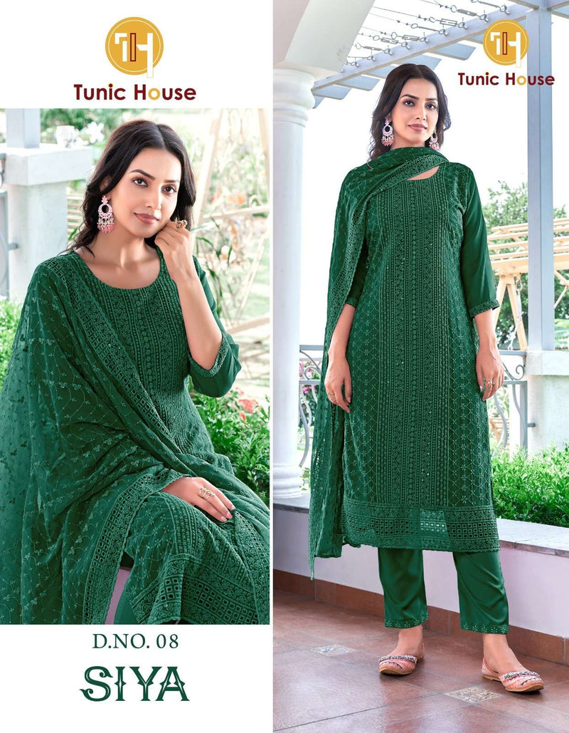 Tunic House Siya Georgette Casual Wear Kurti Pant Dupatta Set