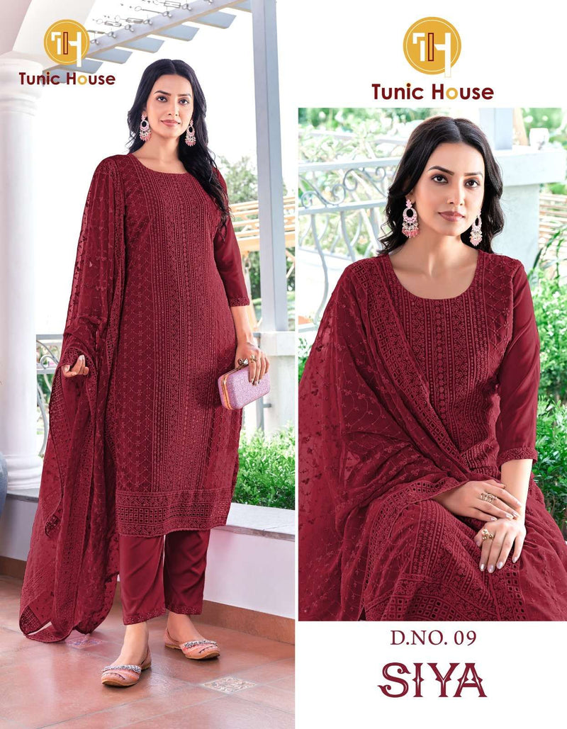 Tunic House Siya Georgette Casual Wear Kurti Pant Dupatta Set