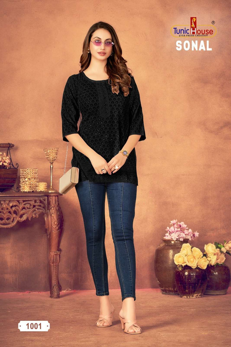Tunic House Sonal Viscous Rayon Fully Chikankari Work Short Top Daily Wear Kurti