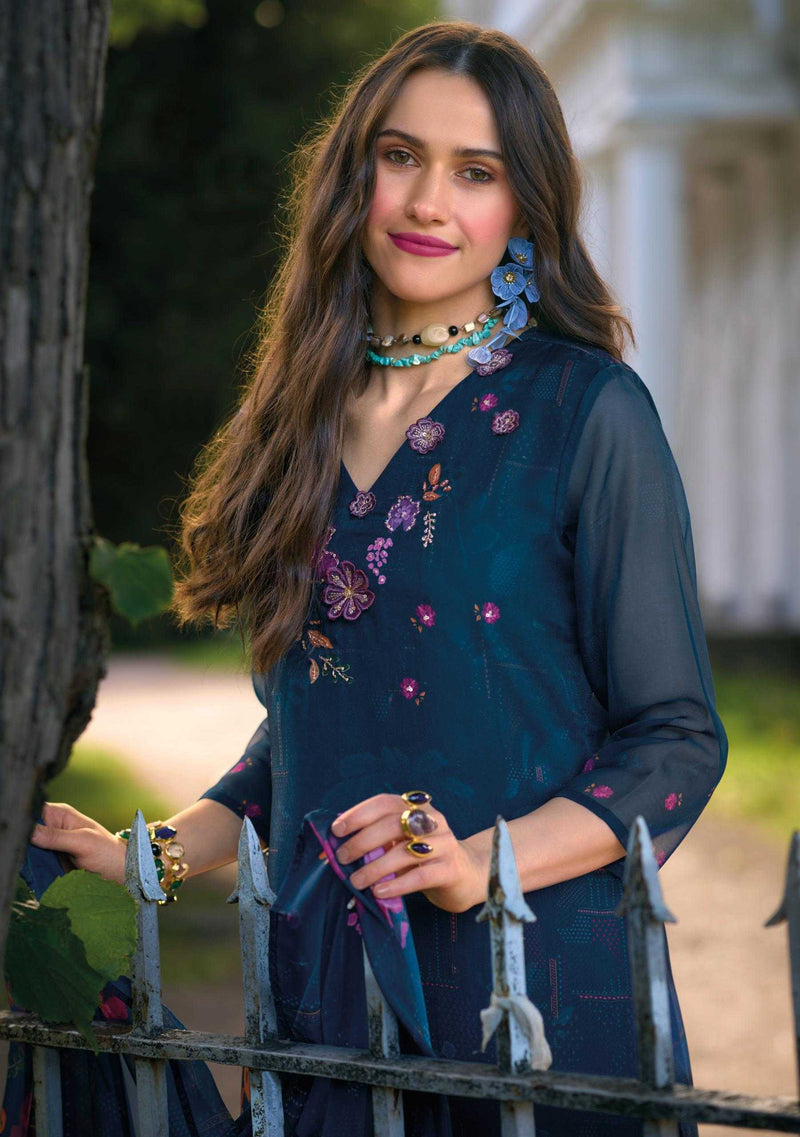 Lady Leela Ubina Vol 2 Organza Digital Print Kurti With Dupatta Party Wear Combo