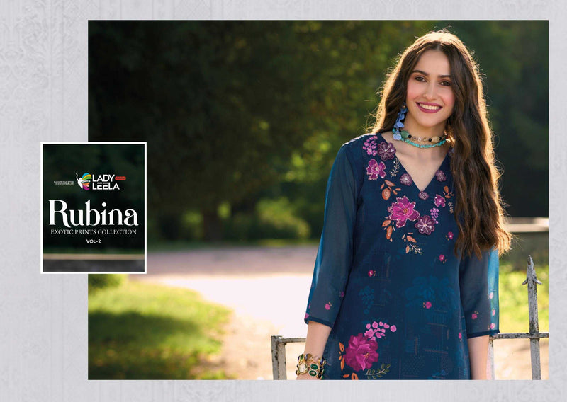 Lady Leela Ubina Vol 2 Organza Digital Print Kurti With Dupatta Party Wear Combo