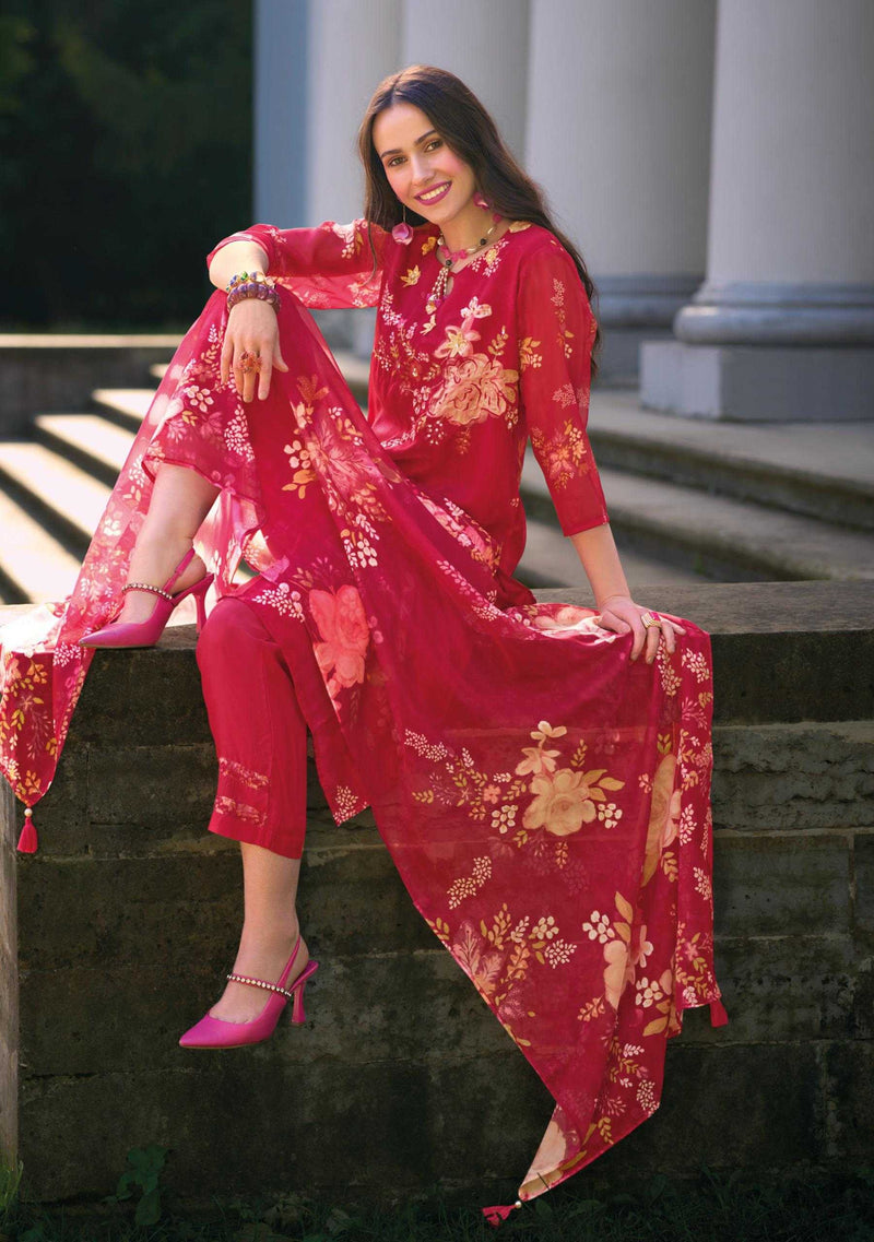 Lady Leela Ubina Vol 2 Organza Digital Print Kurti With Dupatta Party Wear Combo