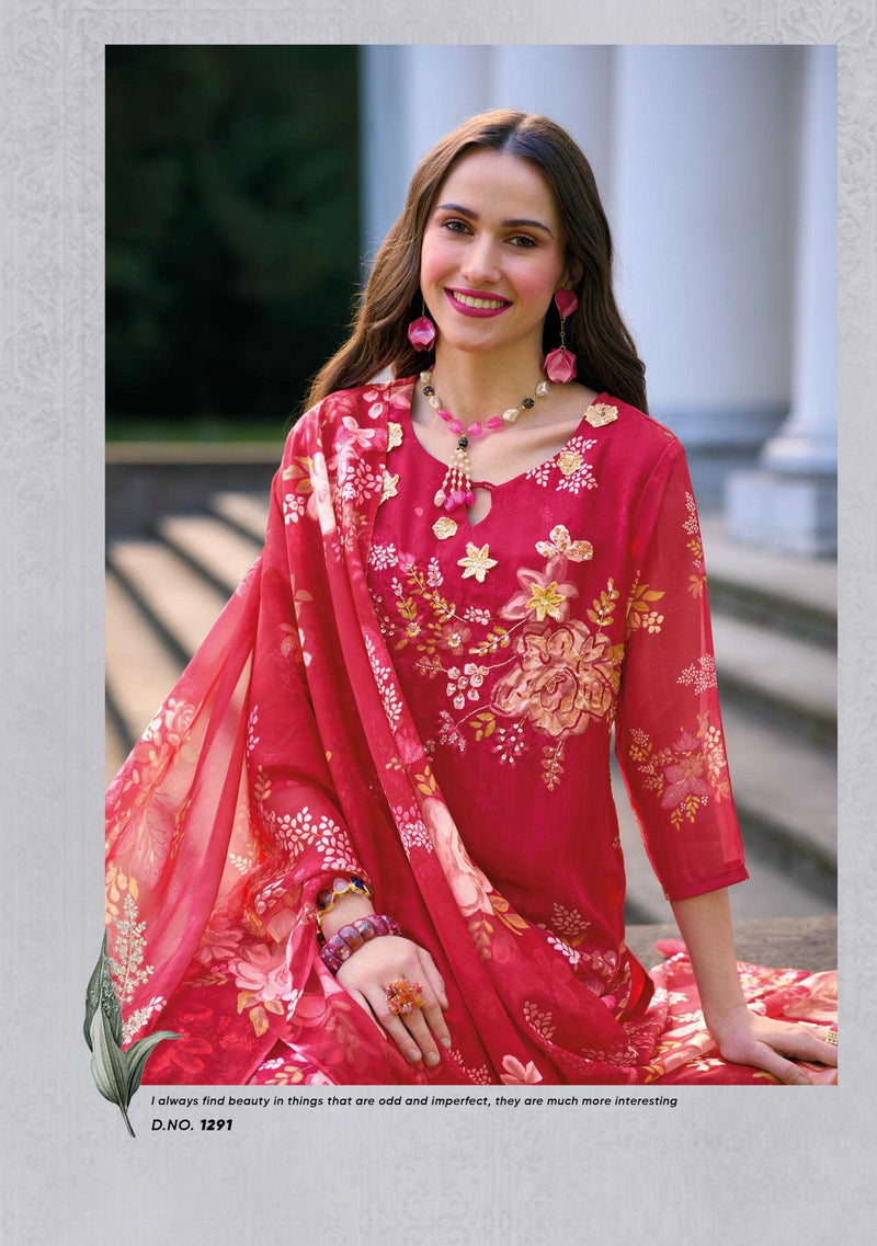 Lady Leela Ubina Vol 2 Organza Digital Print Kurti With Dupatta Party Wear Combo