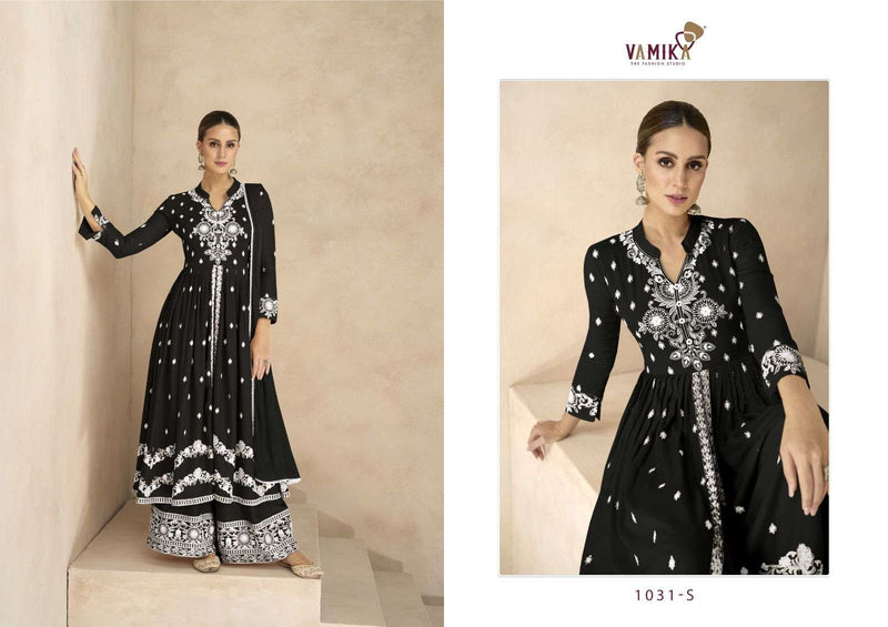 Vamika Lakhnavi Vol 6 Platinum Rayon White Thread Heavy Party Wear Kurti With Pant Dupatta Set