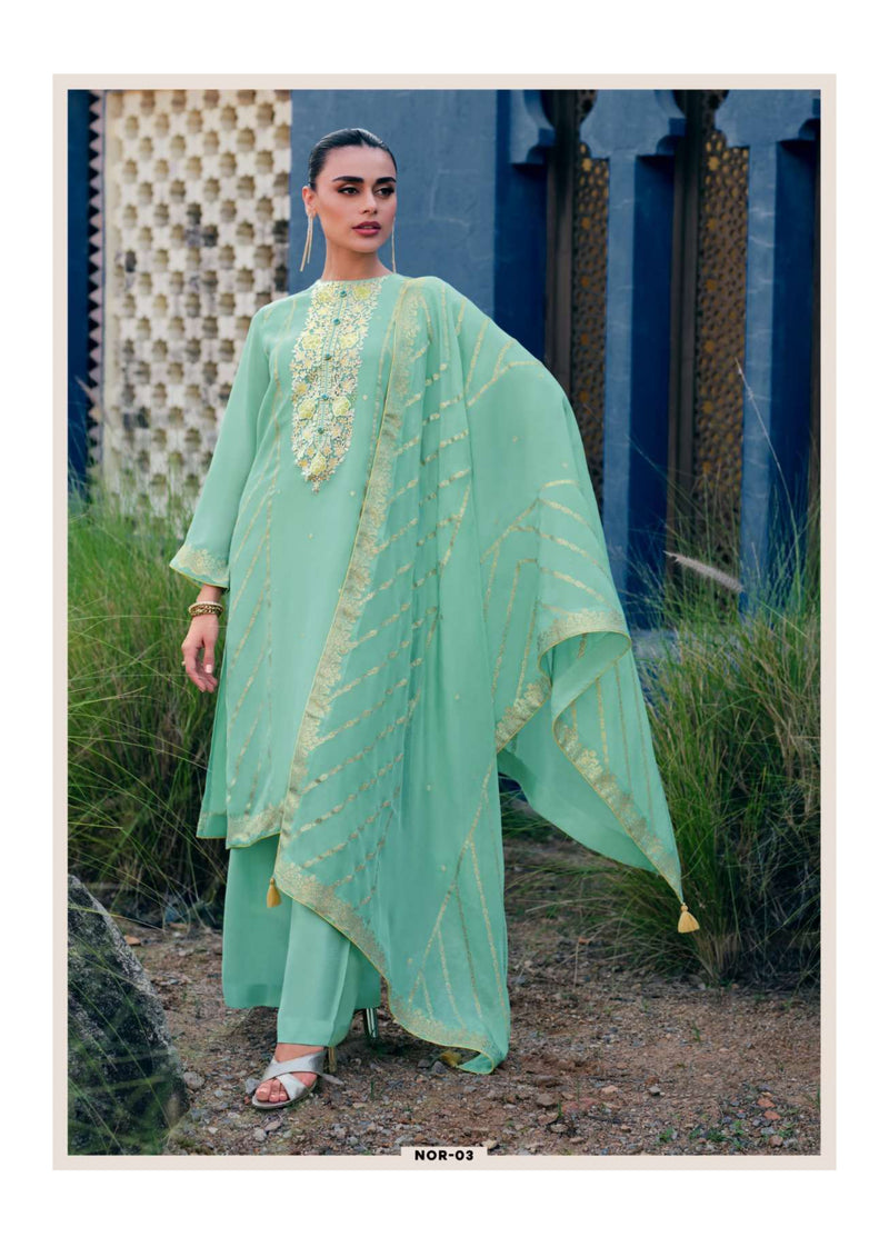 Varsha Fashion Noreen Organza Woven Patch Work Designer Salwar Kameez