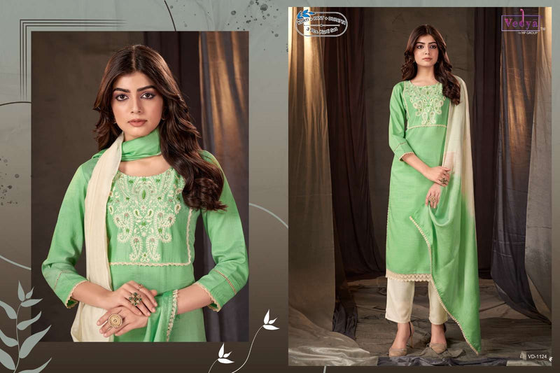 Vedya Present Granth Designer Work Adorable Kurti With Pant And Dupatta