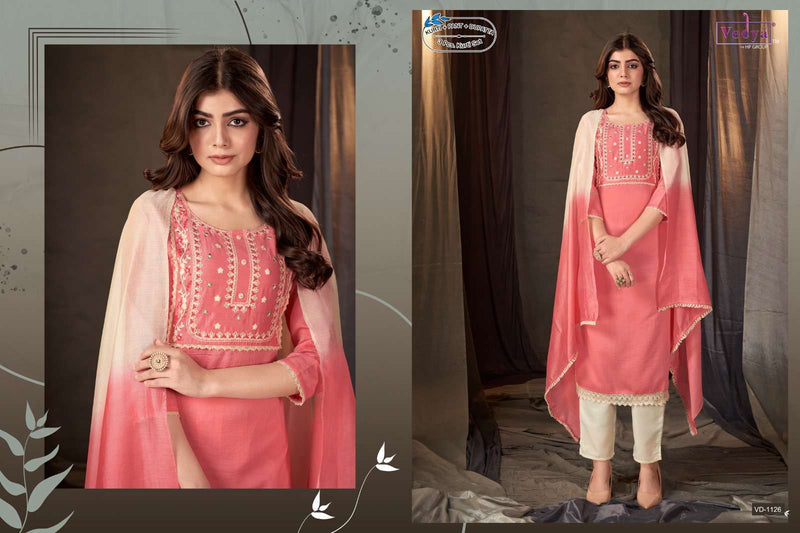 Vedya Present Granth Designer Work Adorable Kurti With Pant And Dupatta