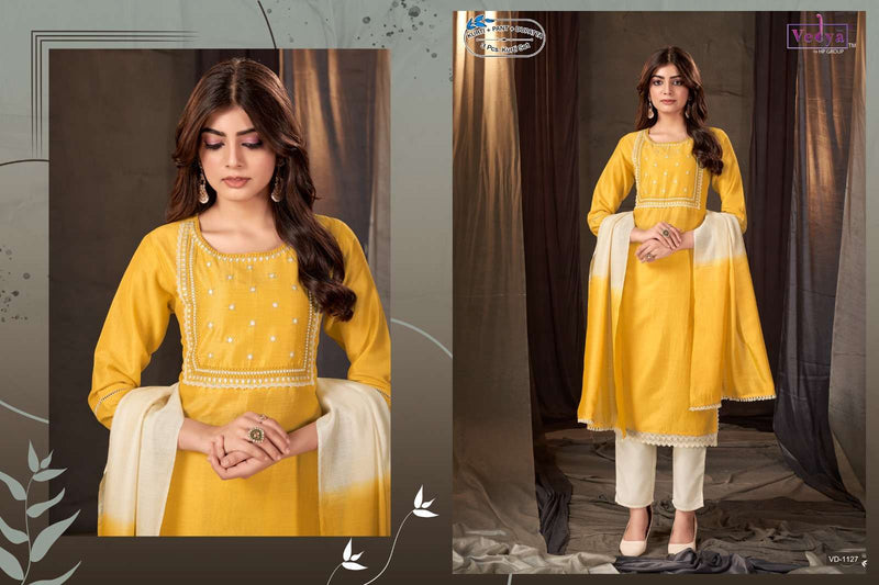 Vedya Present Granth Designer Work Adorable Kurti With Pant And Dupatta
