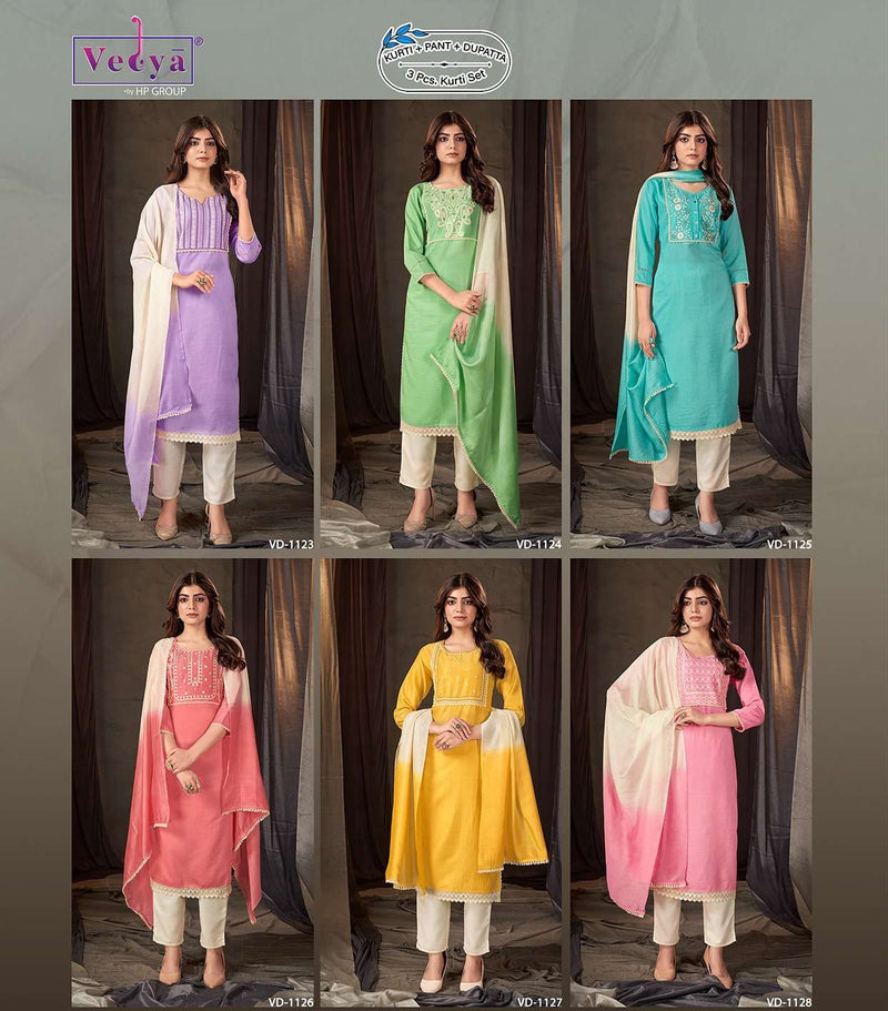 Vedya Present Granth Designer Work Adorable Kurti With Pant And Dupatta
