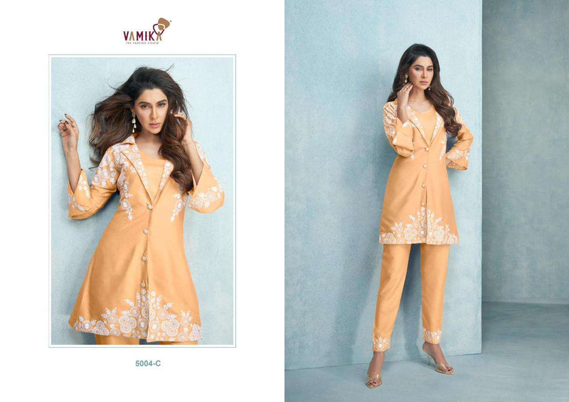 Veera Silver By Vamika Fancy Rayon Kurti With Pant Designer Work Cord Set