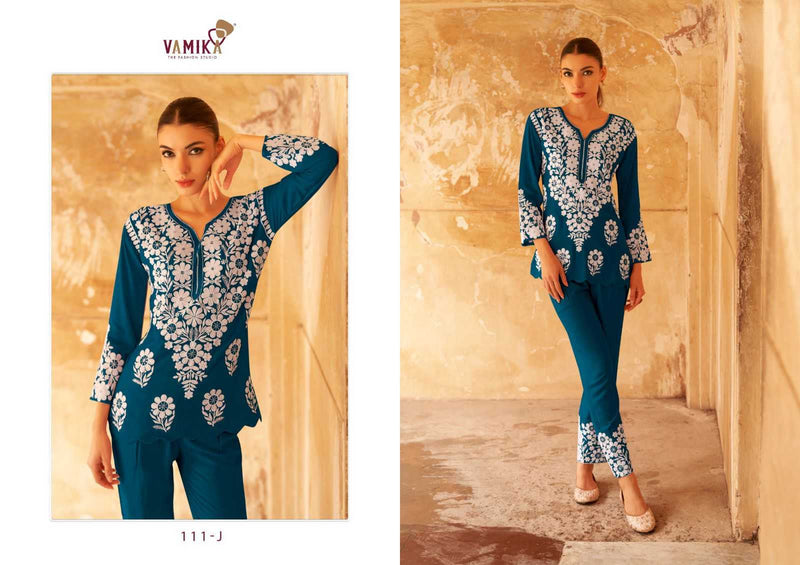 Vamika Veronica Vol 2 Gold Heavy Rayon Sequens Work Fancy Kurti Set