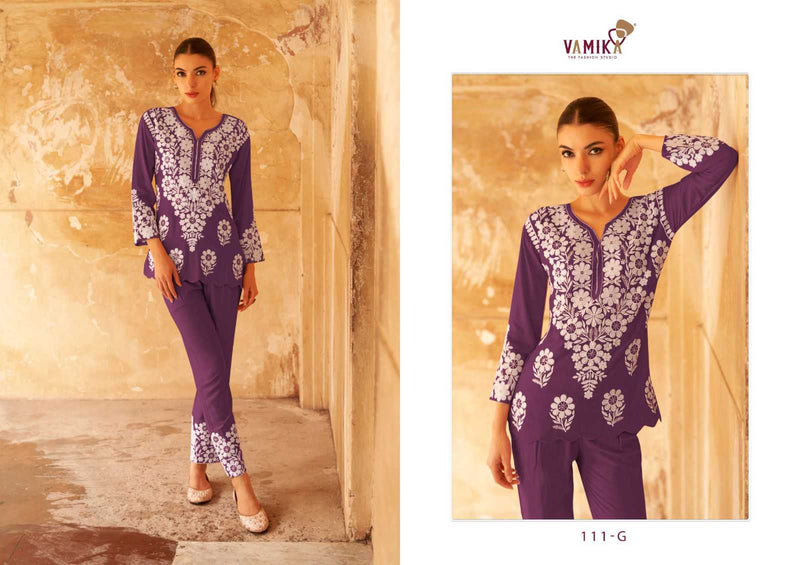 Vamika Veronica Vol 2 Gold Heavy Rayon Sequens Work Fancy Kurti Set