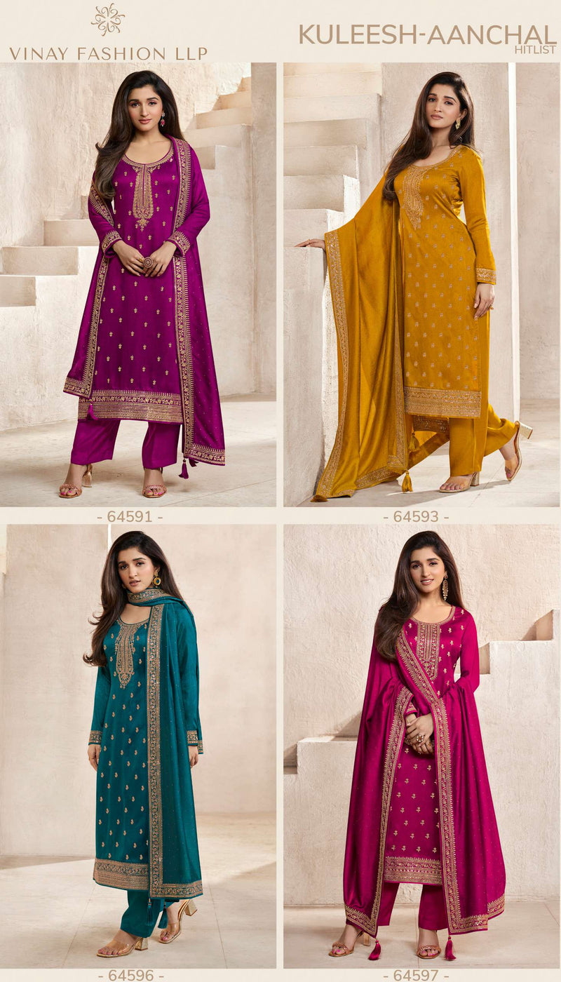 Vinay Fashion Aanchal Hit List Silk Georgette Embroidered Designer Party Wear Salwar Suit