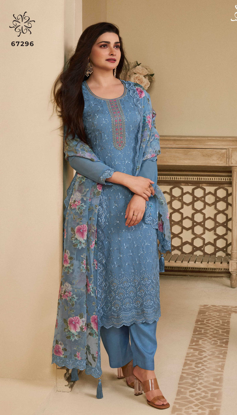 Vinay Fashion Apoorva Organza Schiffli Embroidered Designer Party Wear Suit
